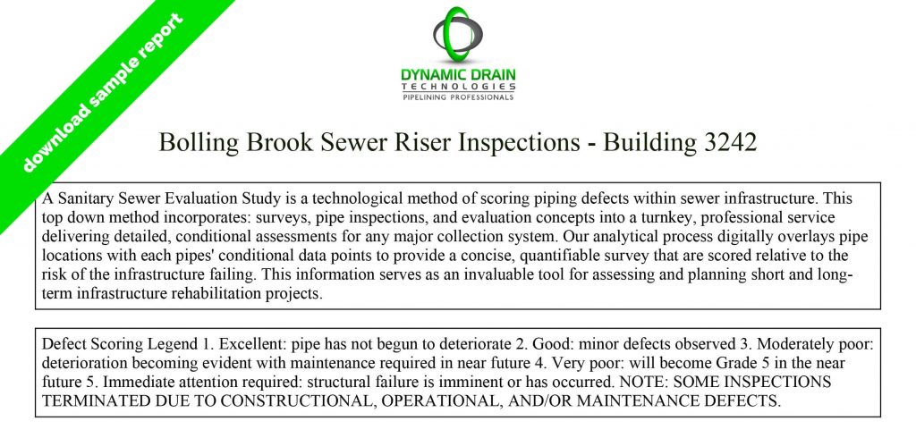 Sanitary riser inspection report